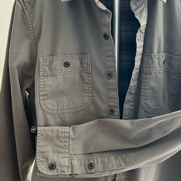 American Eagle Y2K Flannel Lined Canvas Shirt Button Up S\P\CH Gender Neutral - Picture 4 of 11